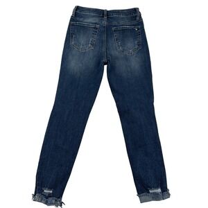 Tricot Women Jr 28 Ankle Cropped Rolled Hem Straight Leg Button Fly Distressed